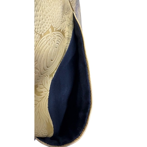 Vintage Baganda Genuine Leather Yellow Gold Embossed Floral Tote Shoulder Bag - Picture 8 of 15